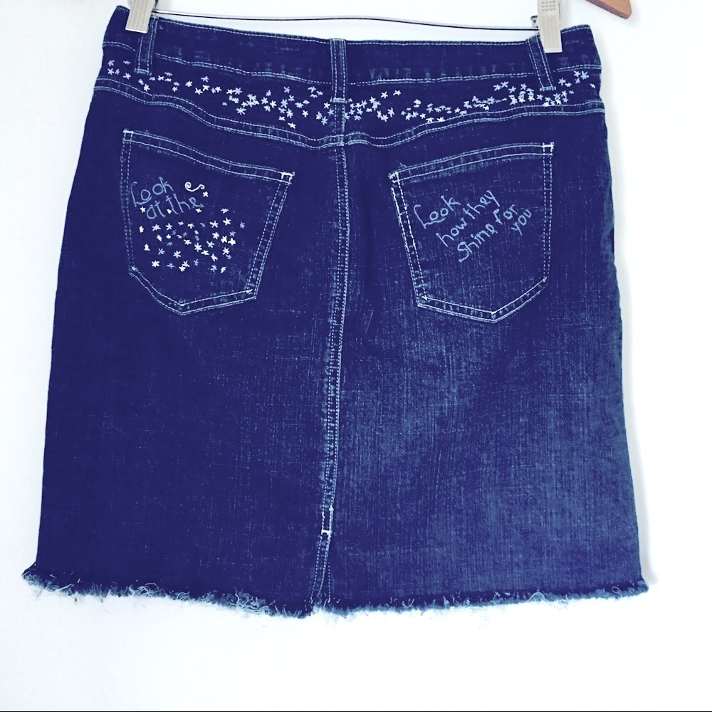 Westport Hand embroidered jean skirt